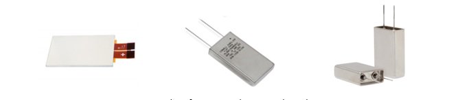 Examples of prismatic aluminum electrolytic capacitors.