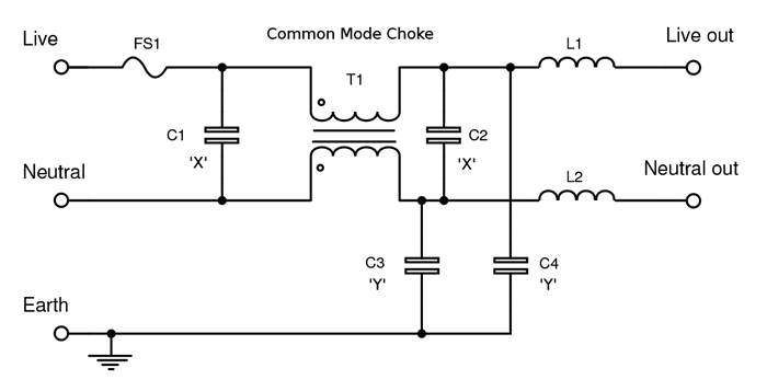 X and Y capacitors for EMI suppression.