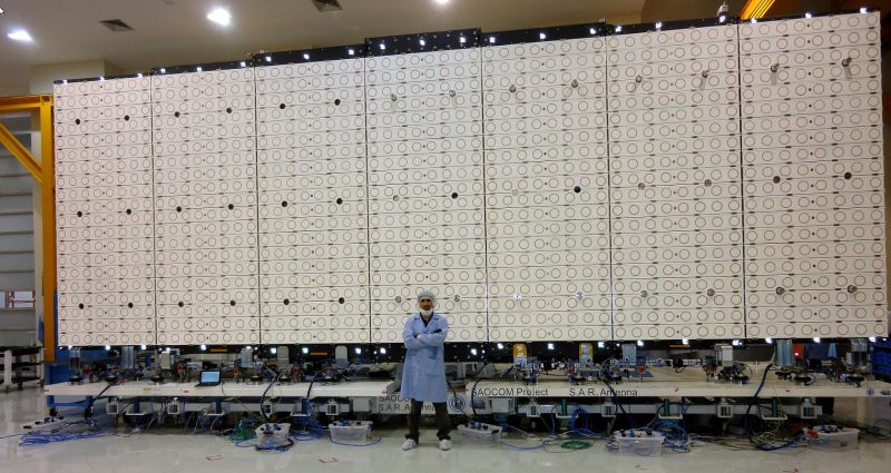 Radar antenna in the Laboratory of Integration and Testing (LIE) of CONAE at the Space Center Teófilo Tabanera in Córdoba