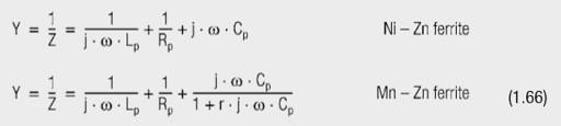 The parameters of the parallel equivalent circuit are Lp, Rp, Cp and possibly r (for manganese-zinc-ferrites).