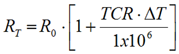 RT is resistance at the temperature of interest