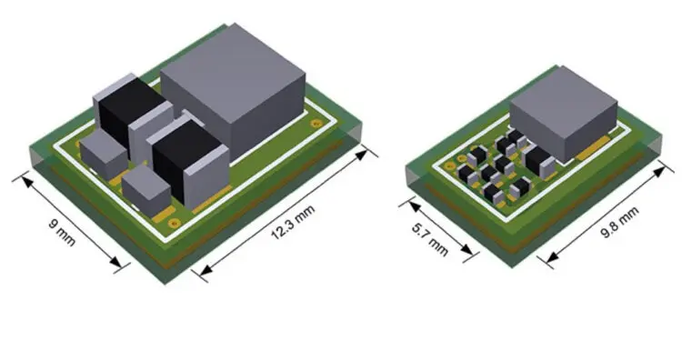 Figure 4: PCB layout size comparison of passive (a) and active (b) filter designs