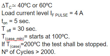 Power Cycle Test conditions..