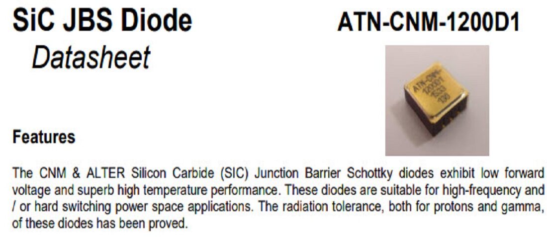 SiC Junction Barrier Schottky (JBS) diodes up to 1.2kV