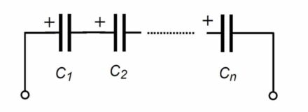 Fig 1. Series connection of supercapacitors (cells) to form a supercapacitor module (SM) or a battery