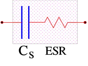 Figure 3. The equivalent series circuit diagram of a capacitor. Valid at higher frequencies