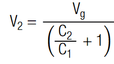 voltage drop V2 in two capacitors in series [2]