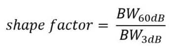 Equation 1. Filter shape factor calculation