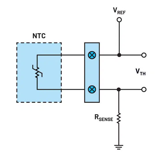Figure 4. The voltage excitation of a thermistor