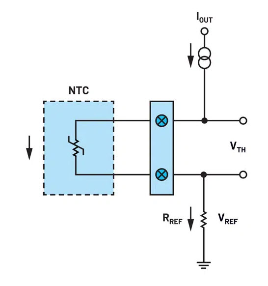 Figure 5. NTC thermistor configuration with a constant current source.