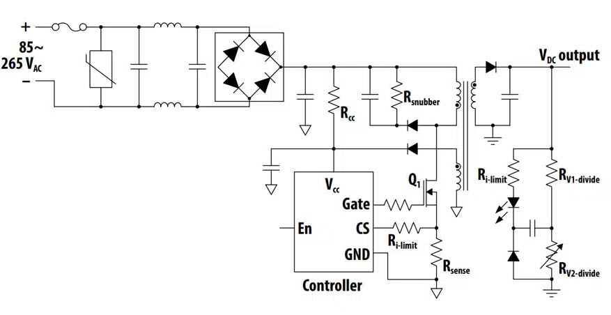 Figure 2. Illustration of SMPS flyback power topology.