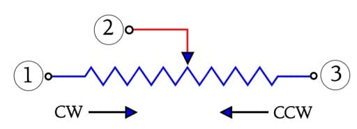 Figure 34. Circuit diagram with movement direction marked on a trimmer.