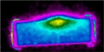 Figure 16. Thermal imaging of a cross-sectioned MLCC shows thermal hot spot.