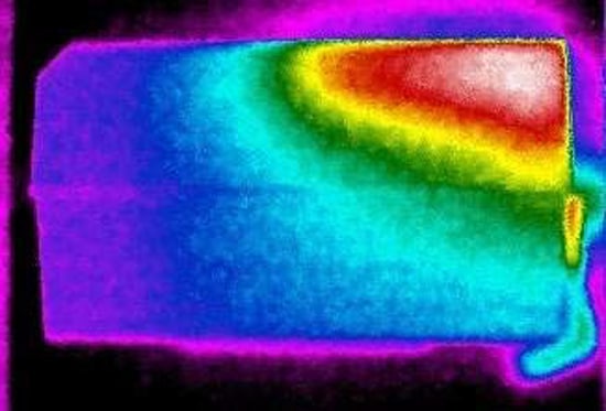 Figure 5. Thermal Imaging of a Ta-CAP showing the hot spot indicative of fault site.