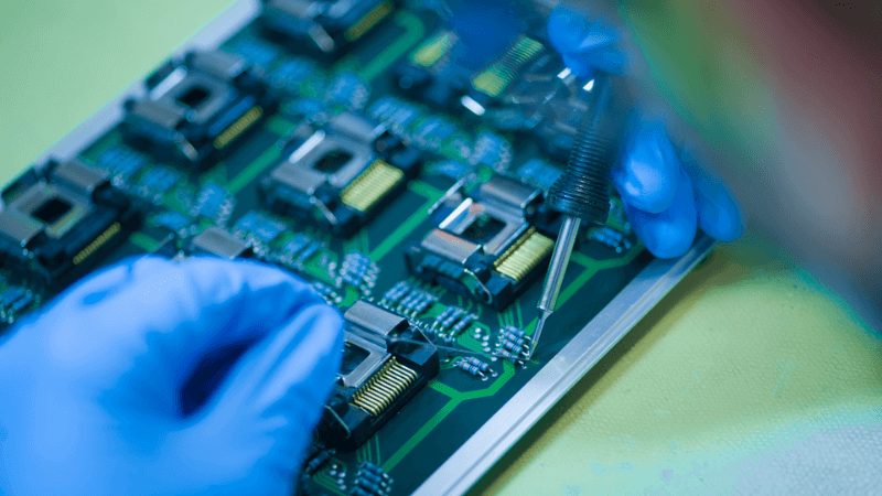 Technician performing Total Ionizing Dose (TID) testing on electronic components.
