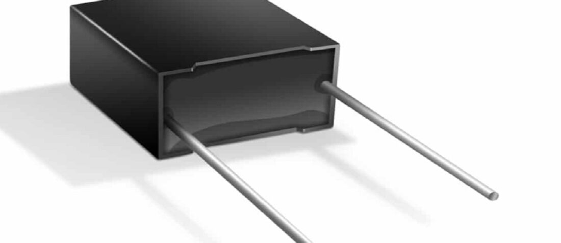 Film and foil capacitor with two metal leads