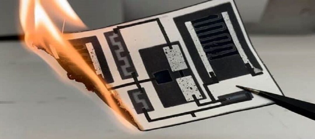 Disposable resistors, supercapacitors or transistors on sheet of paper