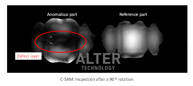 Ultrasonic examination of ceramic capacitors by Scanning Acoustic Microscopy (SAM)