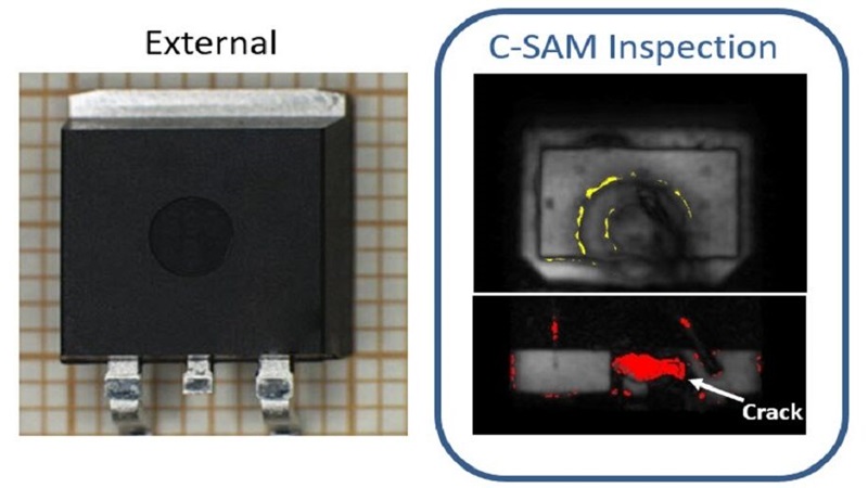 C-SAM crack detection within plastic packages