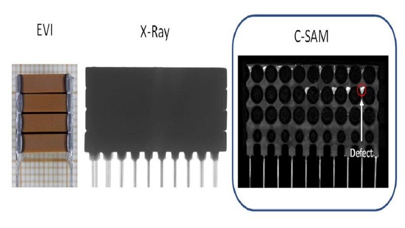C-SAM inspection of stacked capacitor lead frames